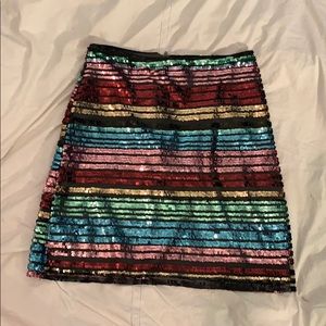 Multi colored sequin stripe skirt